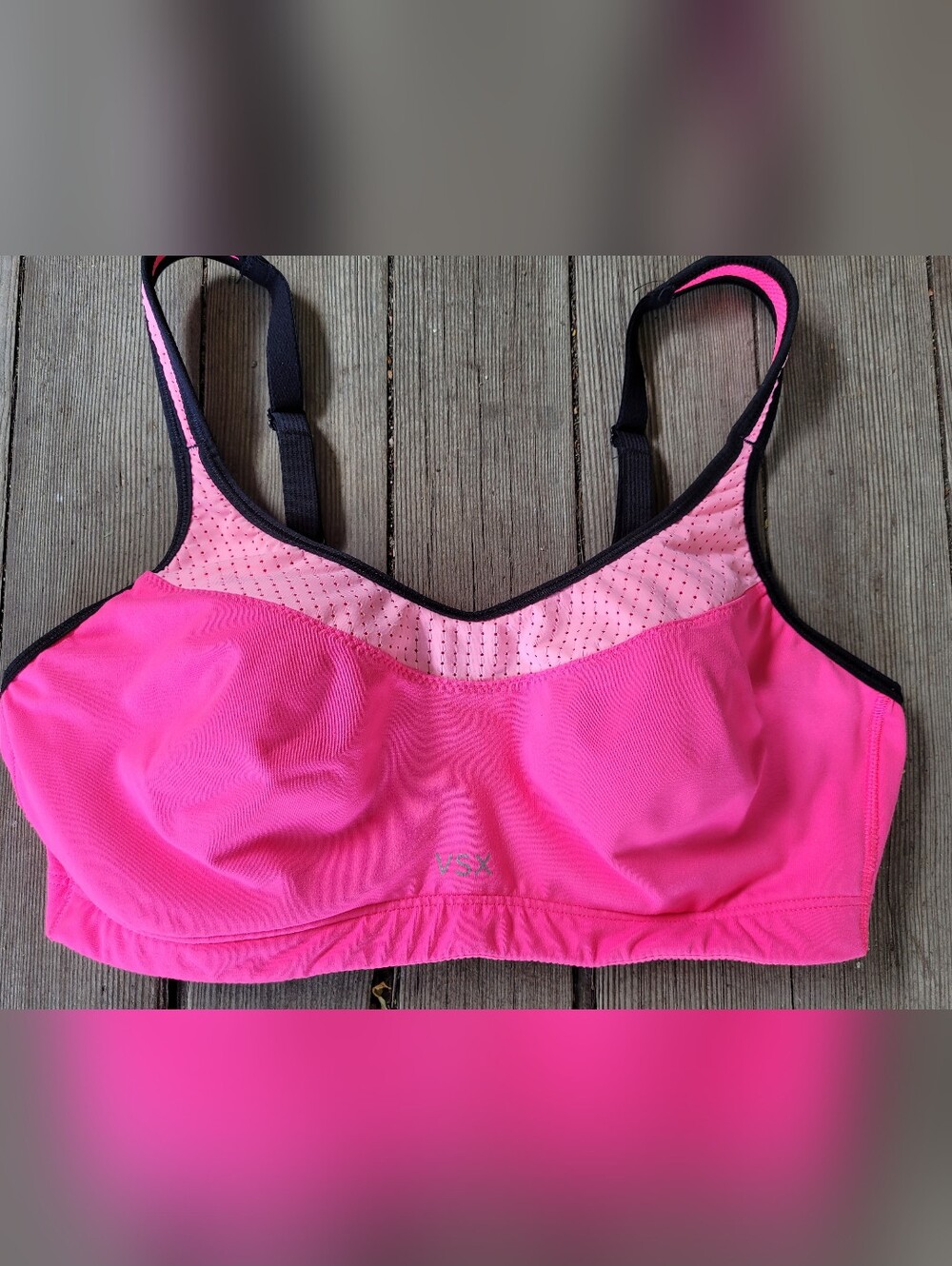 VSX Pink Support Sports Bra - Hot Pink with Light Pink Accents
